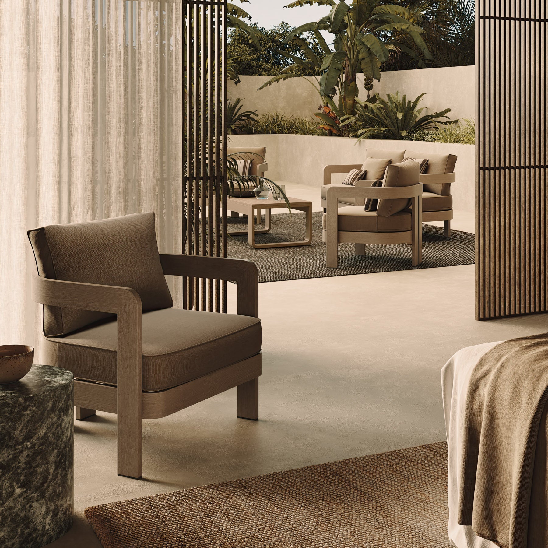 N3 Oak Lounge Chair Wheat Canvas - Image 3