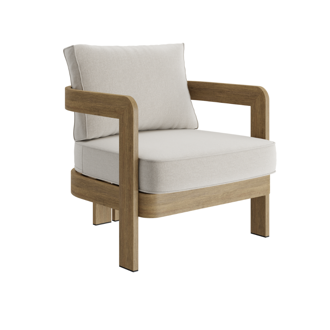 N3 Oak Lounge Chair Bone Canvas - Image 3